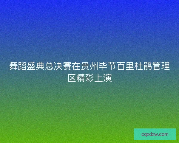 舞蹈盛典总决赛在贵州毕节百里杜鹃管理区精彩上演